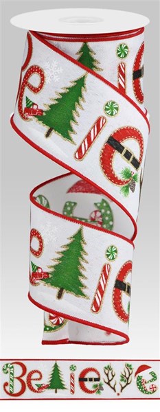 a roll of christmas ribbon with a christmas tree on it