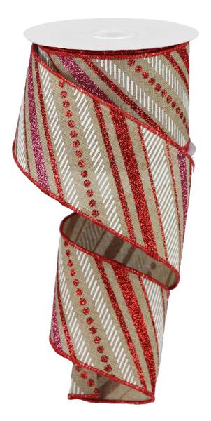 a roll of red and white ribbon on a white background