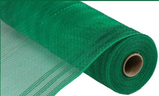 A roll of green mesh material.