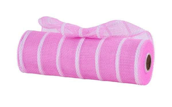 a roll of pink mesh with a bow on top