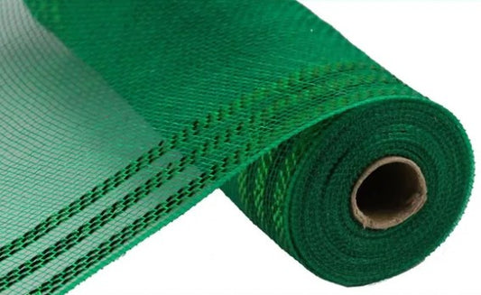 A roll of green mesh material with a brown cardboard tube at the end.