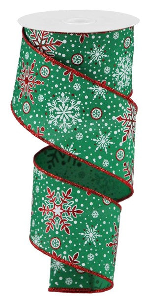 a roll of christmas ribbon with snowflakes on it