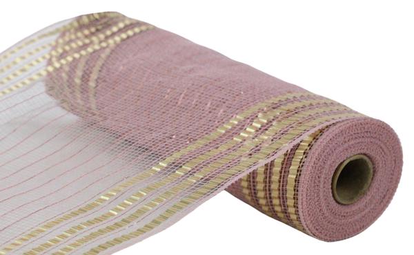 a roll of pink and gold mesh