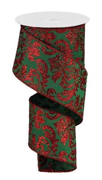 a roll of red and green christmas ribbon