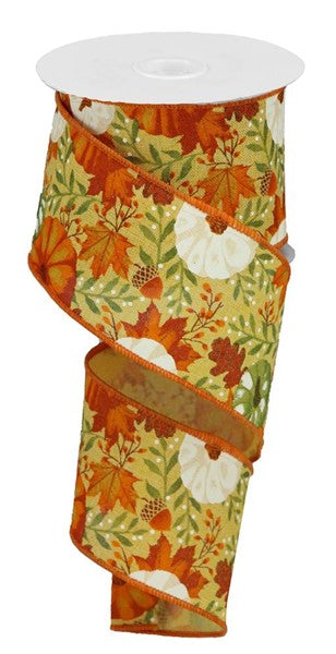 a roll of orange and green fall leaves