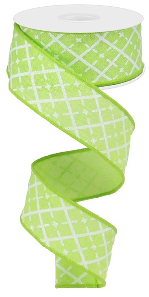 a lime green ribbon with white squares on it