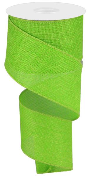 a roll of neon green wired ribbon on a white background