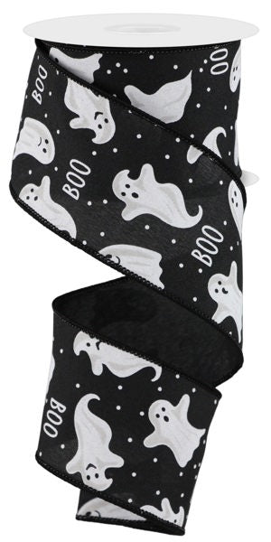 a roll of black and white halloween ribbon