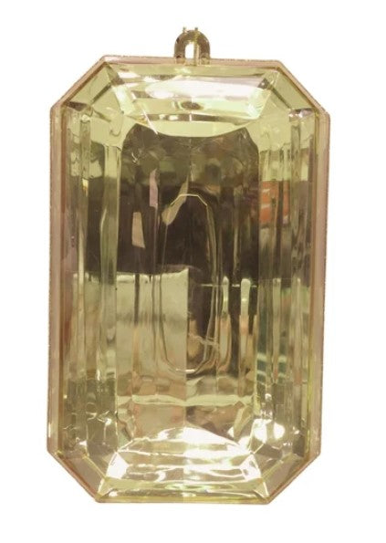 a large, clear, and shiny crystal pendant or necklace.