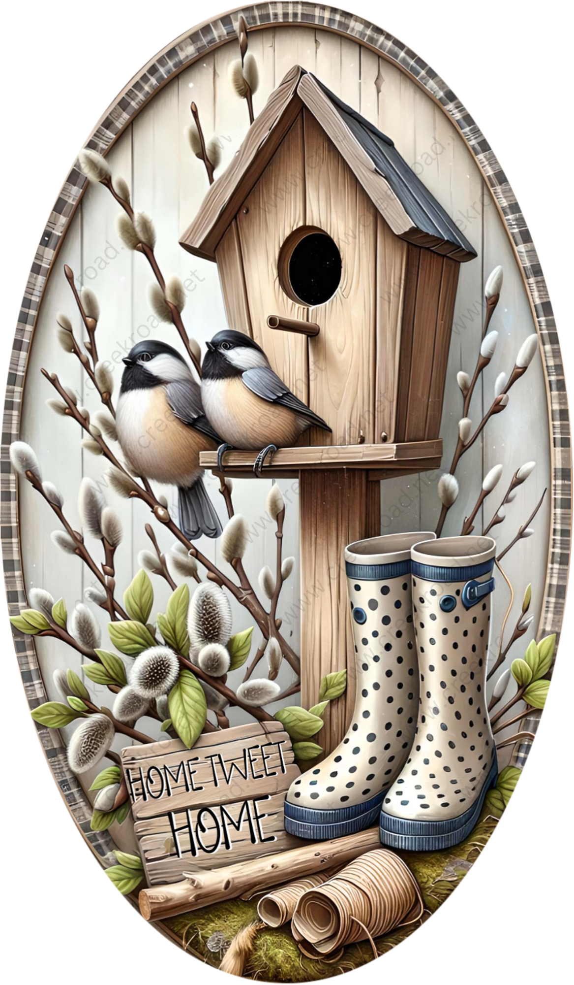 a picture of a bird house with two birds on it