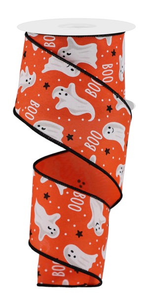 a roll of halloween ribbon with ghost on it