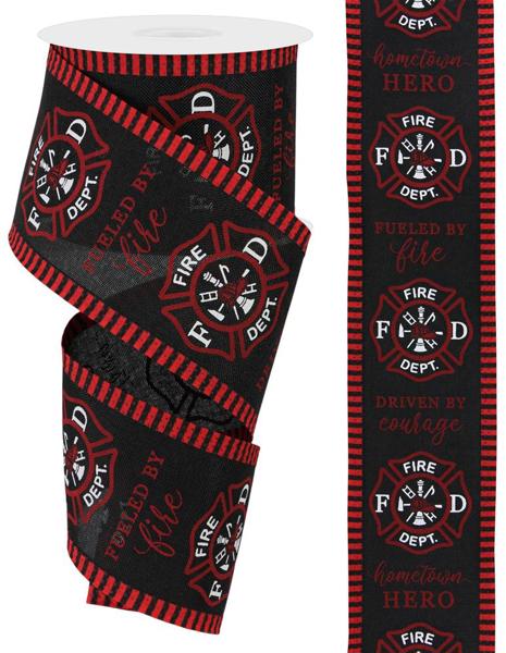 a red and black fire department scarf and a cup of coffee