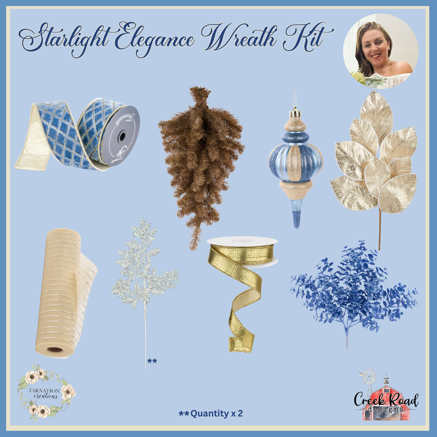 a bunch of different items that are on a blue background