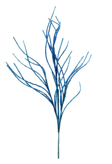 a blue twig on a white background
