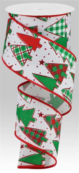 a roll of ribbon with christmas trees on it
