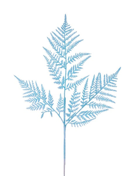 a blue plant with leaves on a white background