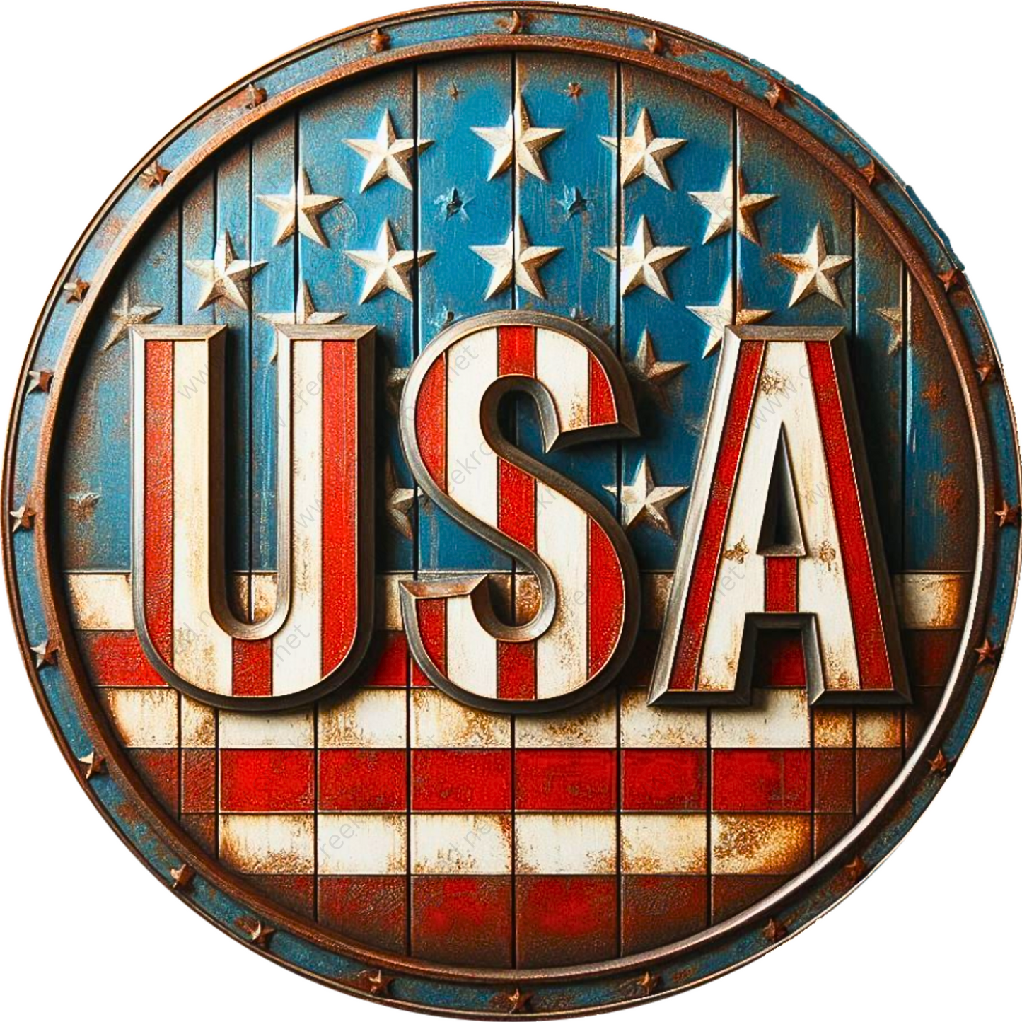 a metal sign with the words usa on it