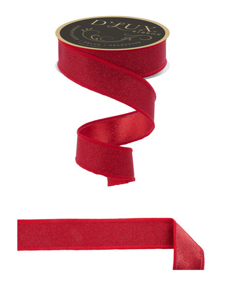 a roll of red satin ribbon next to a roll of red satin