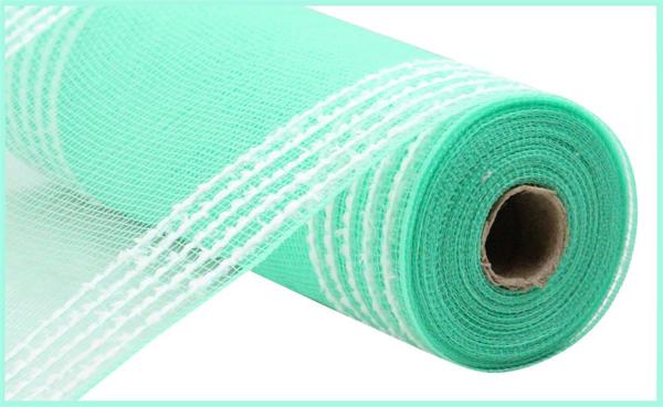 a roll of green mesh fabric on a white background