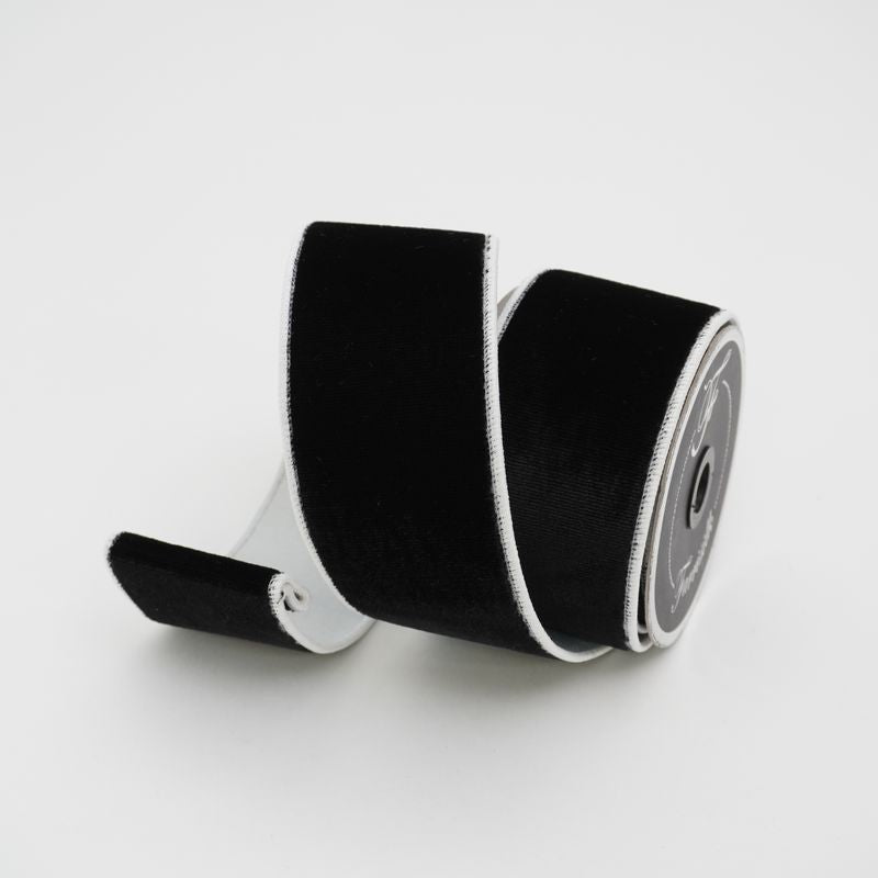 a black and white ribbon on a white background