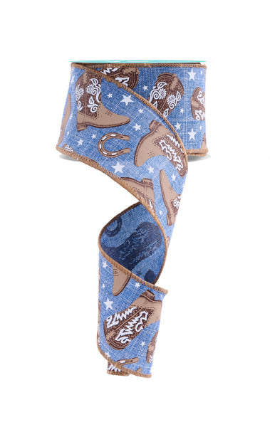 a pair of cowboy boots on a blue background