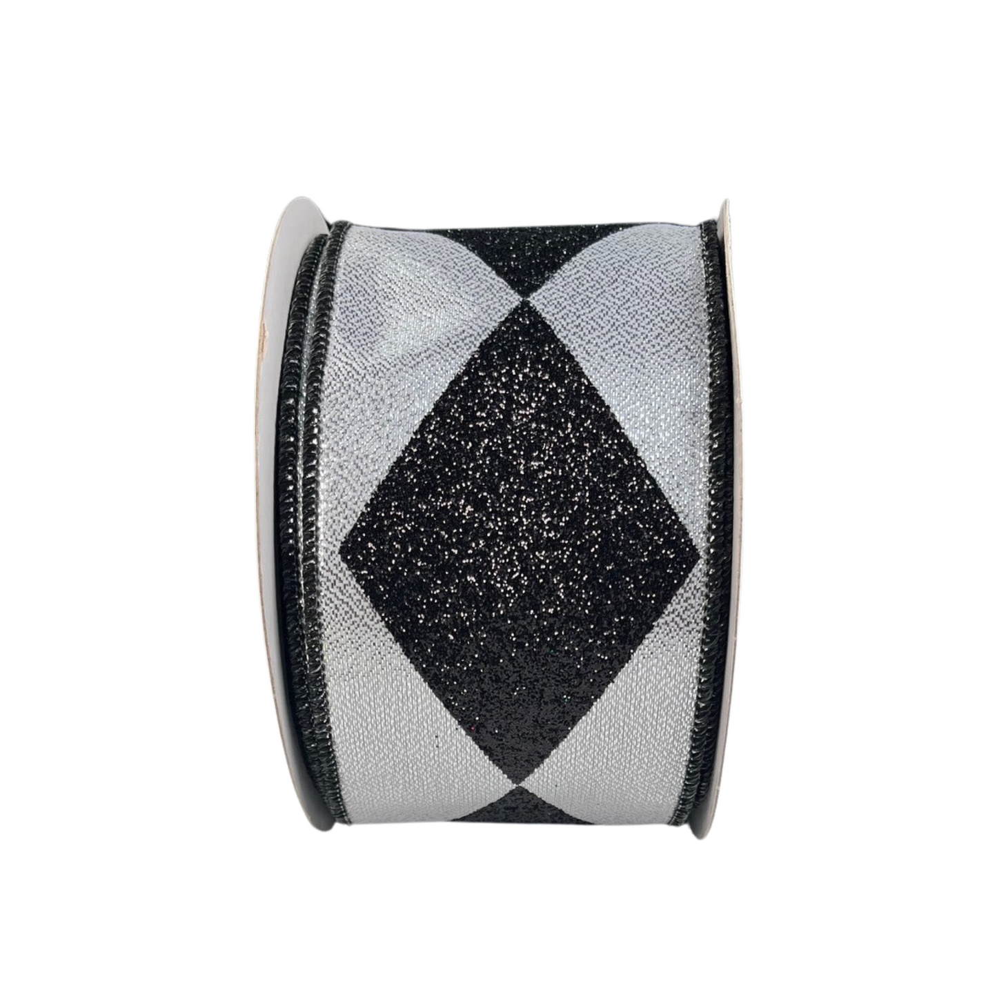 a black and white ribbon with a diamond pattern