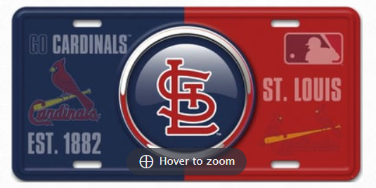 a license plate with the st louis cardinals and st louis cardinals on it