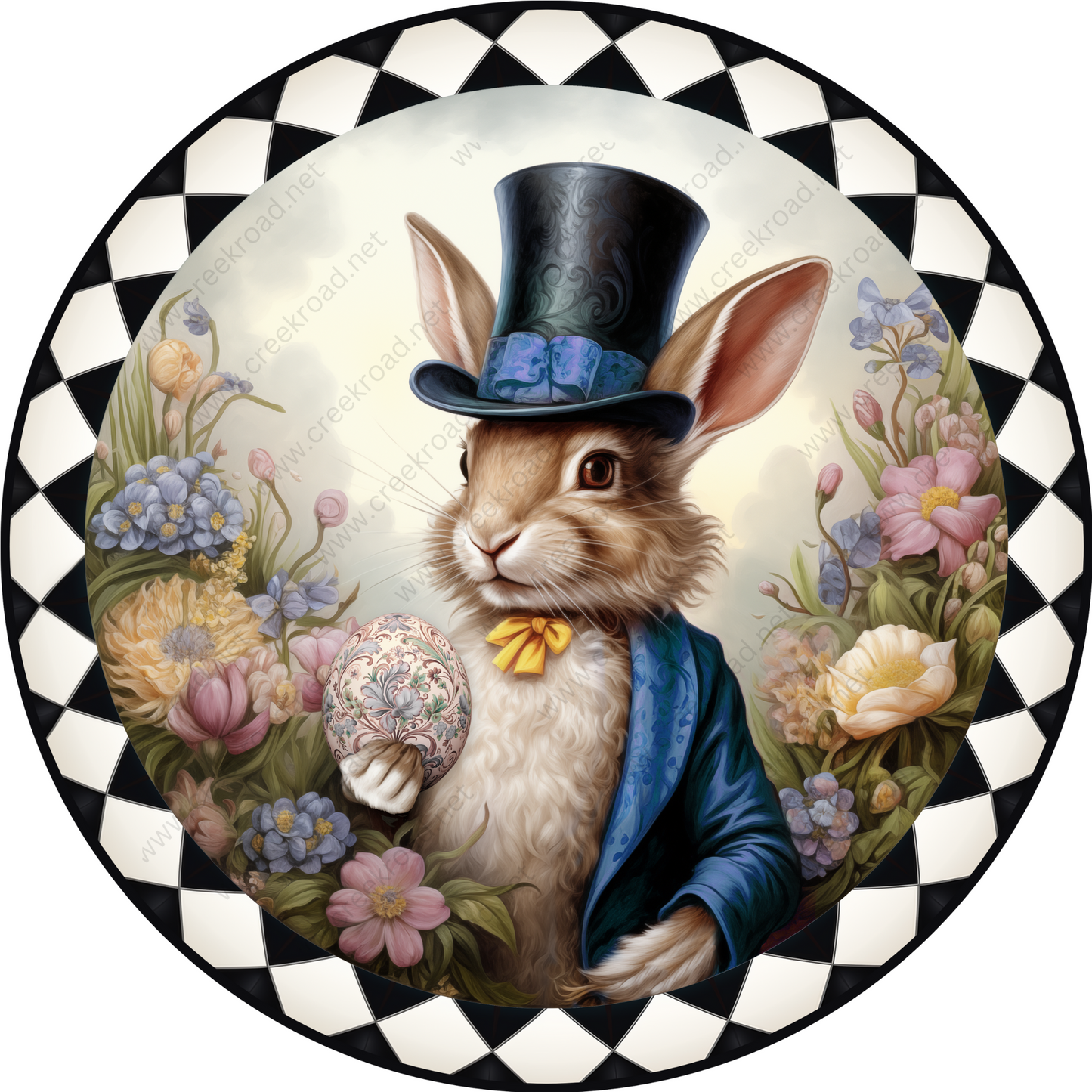 a painting of a rabbit wearing a top hat