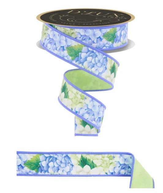 a decorative floral pattern on a ribbon, with a green and blue color scheme.