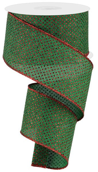 a green ribbon with red dots on it