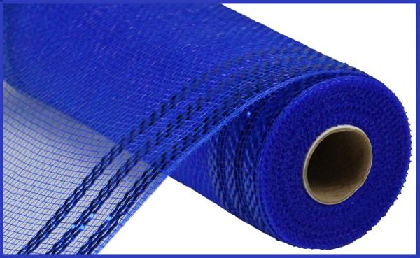 a roll of blue mesh fabric on a white background