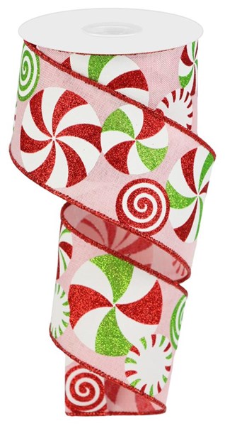 a roll of red and green christmas ribbon