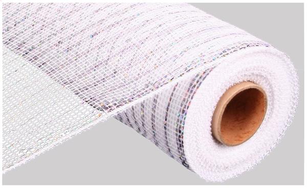 a roll of white mesh fabric on a grey background