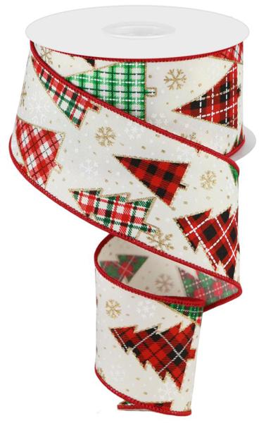 a roll of christmas ribbon on a white background