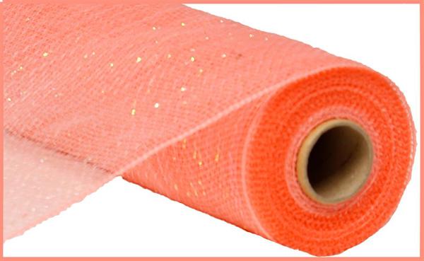 a roll of orange mesh with glitter on it