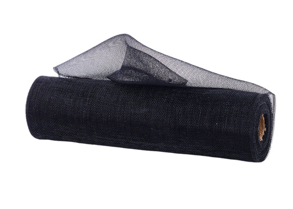 a roll of black mesh on a white background