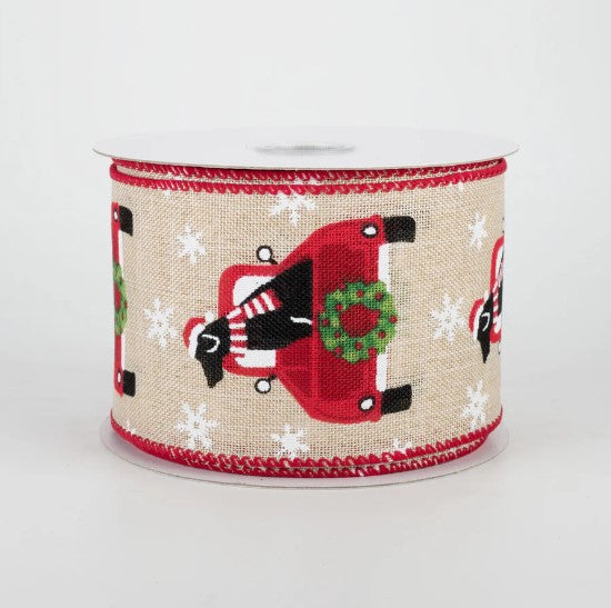 a roll of christmas ribbon on a white background