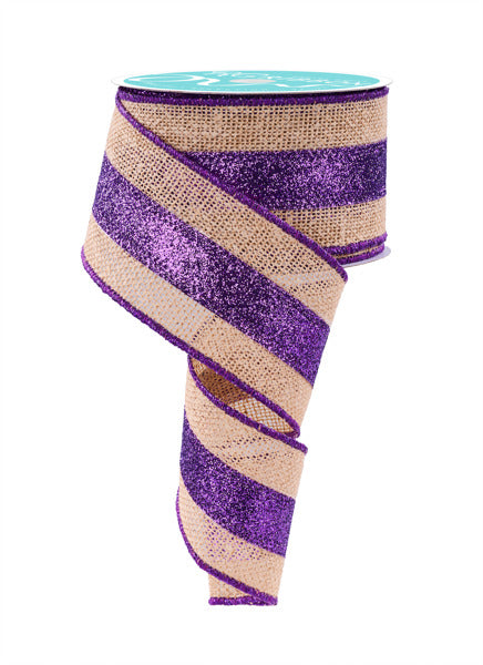 a purple and white striped ribbon on a white background