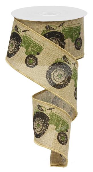 a roll of ribbon with tractors on it