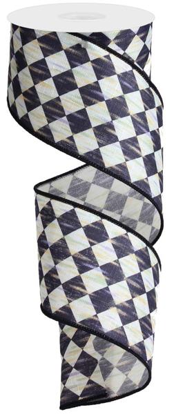 a roll of black and white checkered ribbon