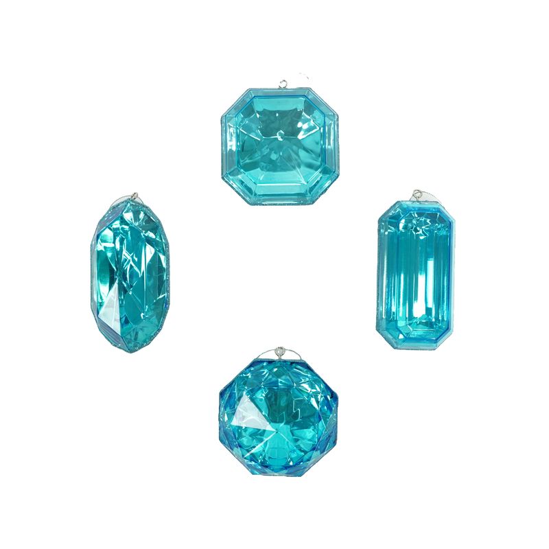 a group of three different sized blue stones