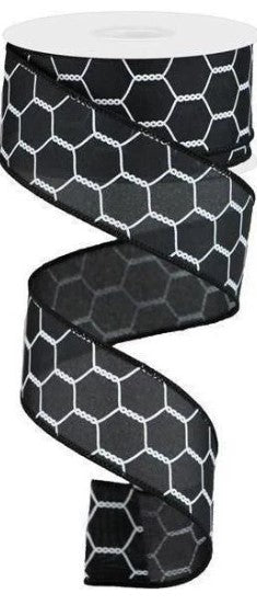 a black and white ribbon with a pattern on it