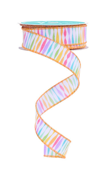 a multicolored ribbon on a white background