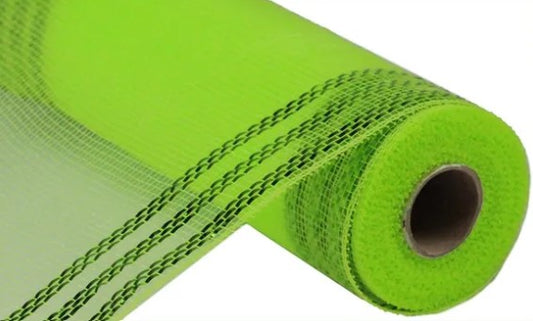 A roll of bright green mesh with a black dotted pattern.