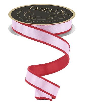 a red and white ribbon on a white background