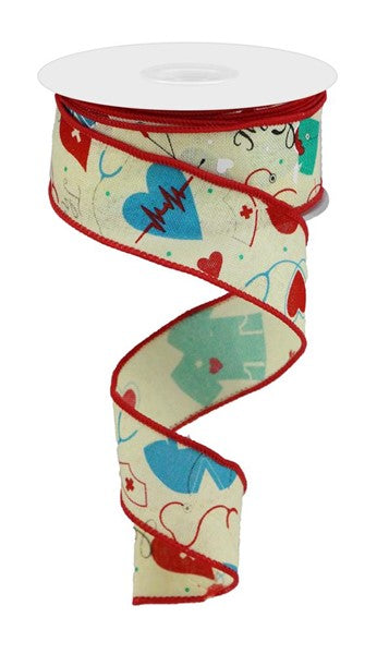 a roll of ribbon with hearts and hearts on it