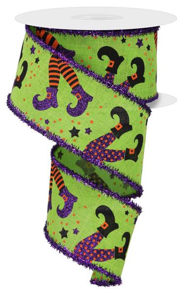 a roll of green and purple halloween ribbon