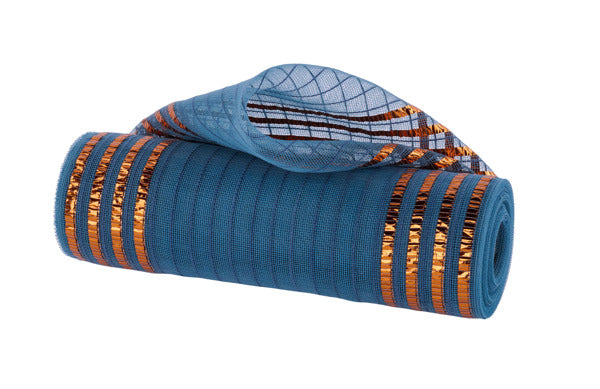 a blue and orange blanket folded on top of each other