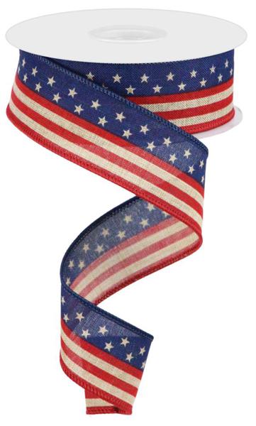 a red, white and blue ribbon with stars on it