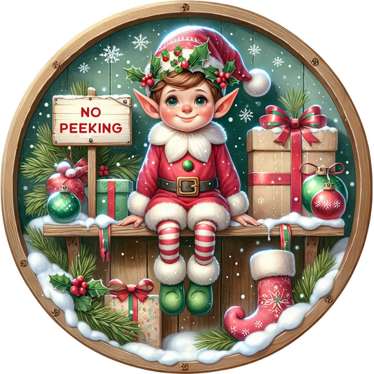 a painting of a christmas elf sitting on a table